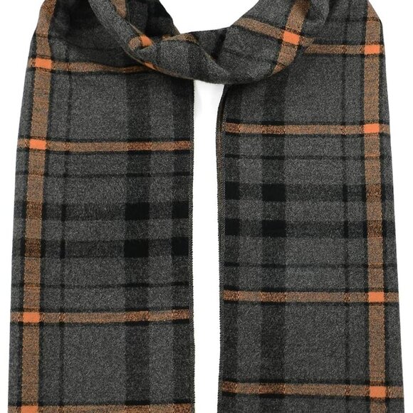 Mens Winter Warm Long Soft Scarf Plaid Tassel Scarf for Men Soft Classic Scarves - Picture 3 of 7